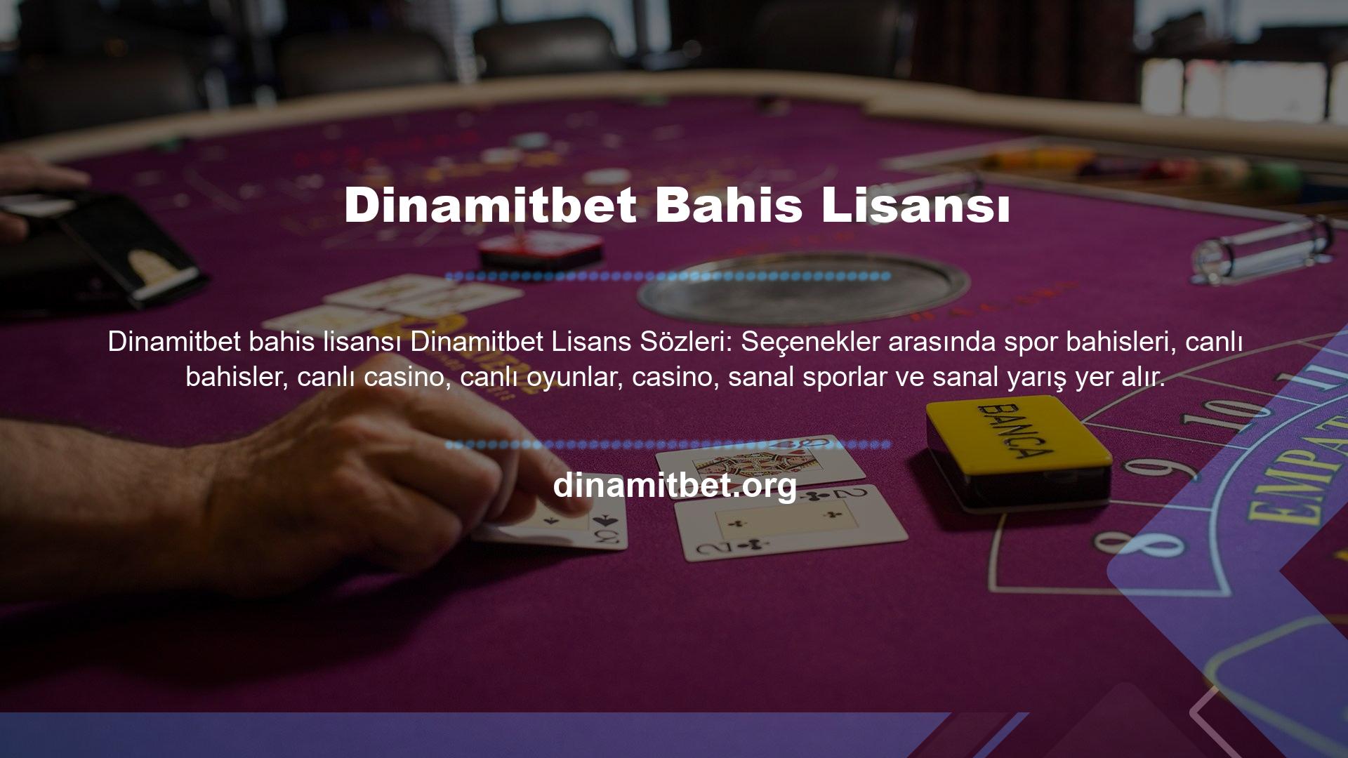Dinamitbet Oyun Sitesi, üyelerine mevcut tüm oyun seçeneklerini lisanslı olarak sunmaktadır