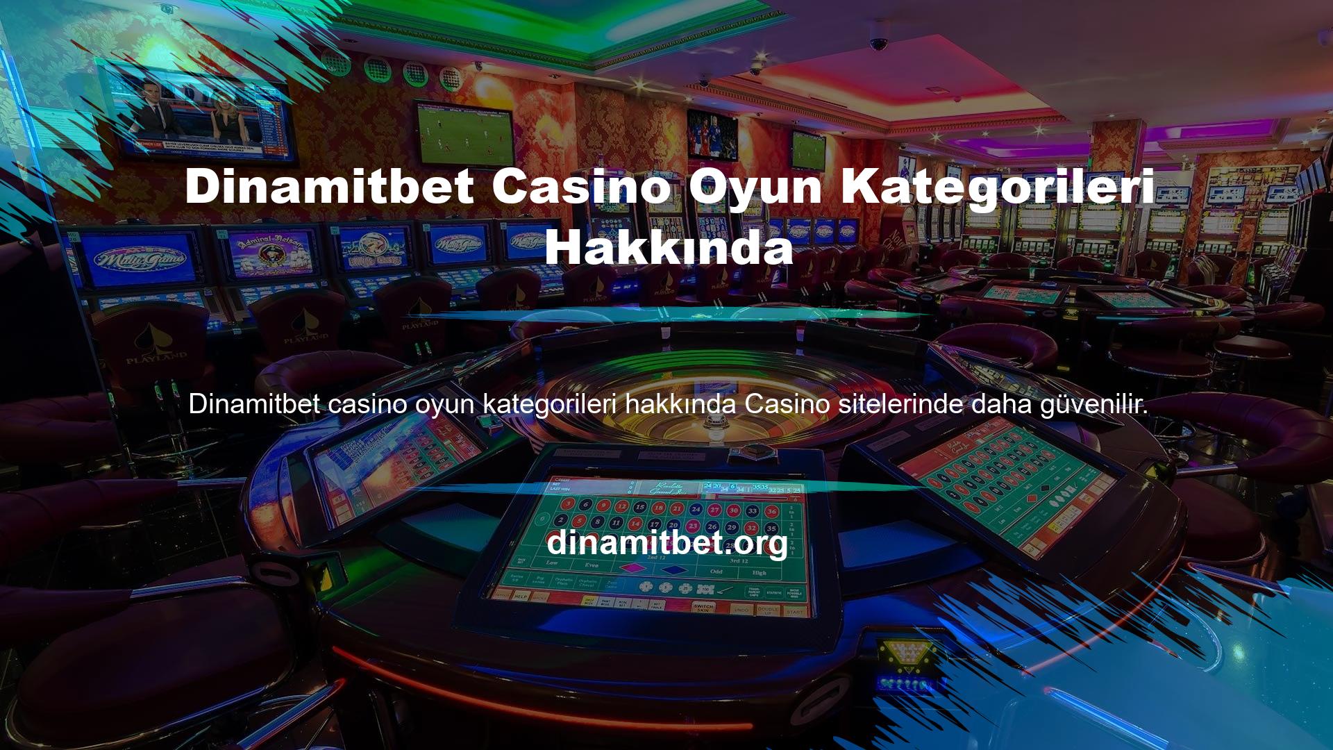 Canlı casino oyun alternatifleri arasında yer alan Dinamitbet kategorisinde Rulet, Blackjack, Baccarat, Casino Hold'em, Andar Bahar ve Evolution Lobby oyunlarından içerikler bulunmaktadır